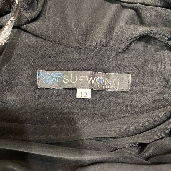 Suewong Black Cocktail/ Party Dress Sz 12 Beaded Sequence Scoop Back - Picture 5 of 6